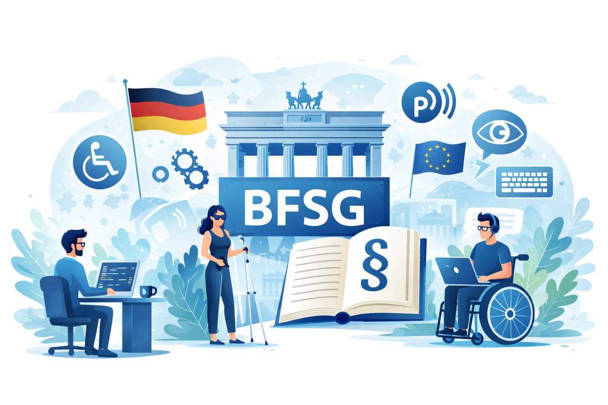 Illustration representing BFSG-aligned accessibility and invisible bot protection