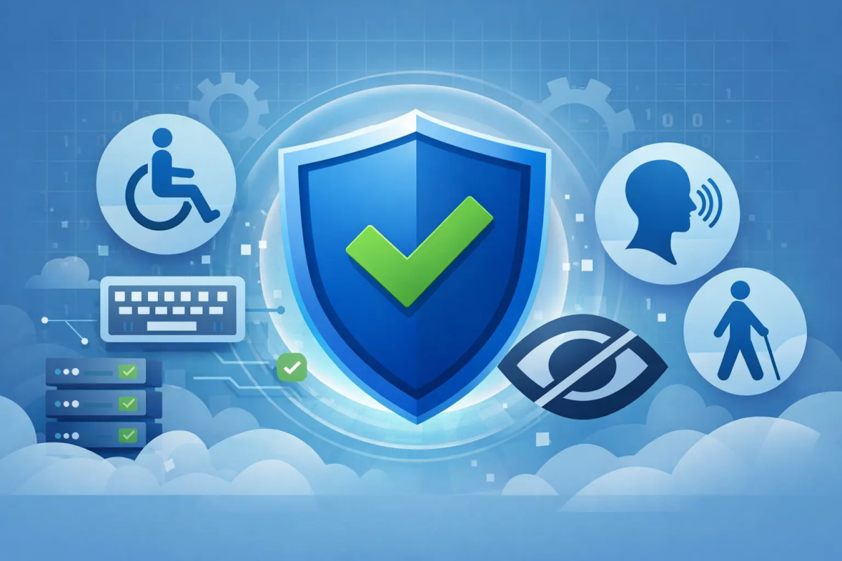 Illustration representing accessible, invisible bot protection without user challenges